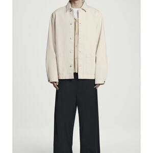 New COS Mens Relaxed Denim Utility Overshirt Jacket Ecru L $165